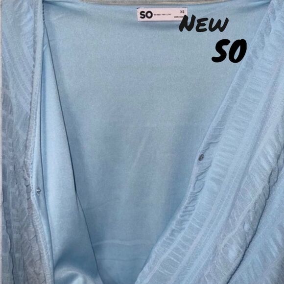 New NWT SO Kohl’s Light Blue Long Sleeve mesh bodysuit - Extra Small - Picture 6 of 7